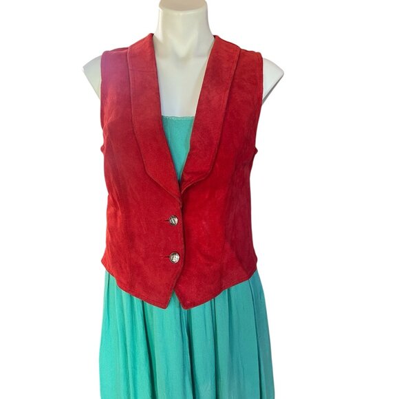 Pioneer Wear Other - Pioneer Wear Red Suede Leather Suede Vest Womens Size 12 By Southwest Lined